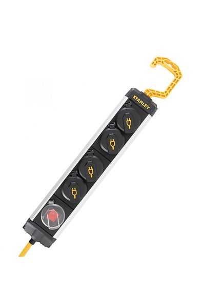 Stanley extension cord, 4 sockets, switch, hook, IP44, 5 m, H07RNF 3G1,5 SXECCD0RAJE