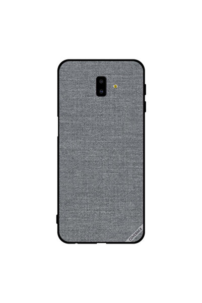 Covernex غطاء حماية لهاتف سامسونج جالاكسي J6+ بنمط قماش رمادي