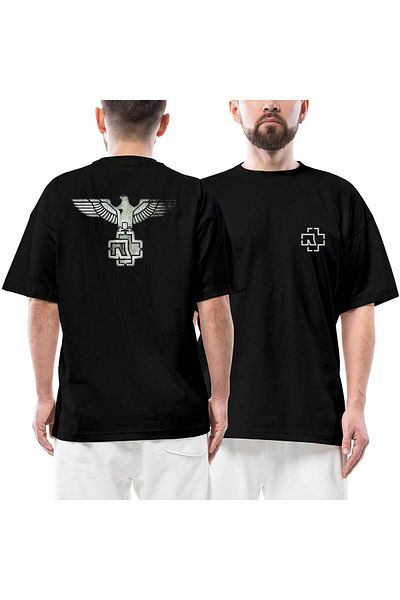 Z zepplin Μπλουζάκι Rammstein Eagle μπροστινό πίσω με στάμπα μαύρο oversize