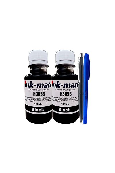 Ink-mate Set Flacone Cerneala Ink-Mate Compatibil HP305, 2x100ml 3YM61AE Negru, Pix Schneider si Pix Radius