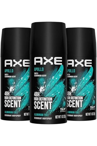 Axe Apollo Body Spray Deodorant, Pack of 3 - 48H High Definition with Aroma and Odor Protection, Sag