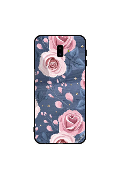 Covernex غطاء حماية لهاتف سامسونج جالاكسي J6+ بنقشة ورود وردية وأوراق رمادية ...