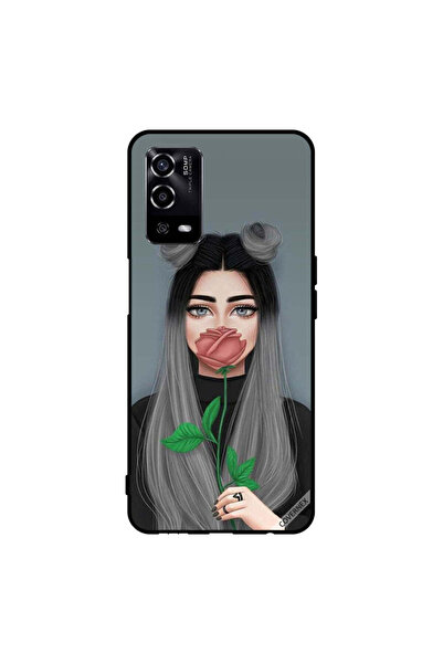 Covernex غطاء حماية لهاتف Oppo A55/56 بطبعة فتاة لطيفة تخفي فمها على شكل وردة...