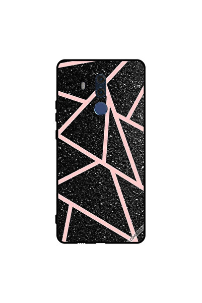 Covernex غطاء حماية لهاتف هواوي ميت 10 برو، أسود لامع، بنقشة مسارات وردية فاتحة