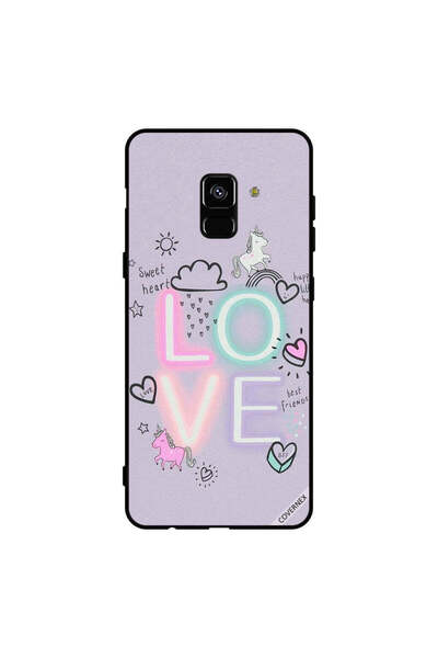 Covernex غطاء حماية لهاتف سامسونج جالاكسي A8+ (2018) بطبعة قلب جميل ووحيد القرن