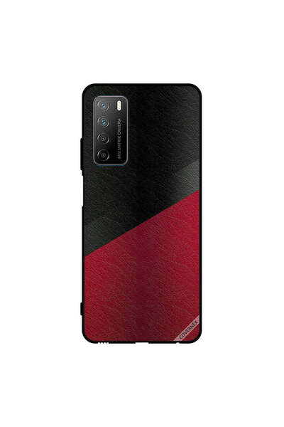 Covernex غطاء حماية لهاتف Honor Play 4 بنمط جلدي أسود وأحمر