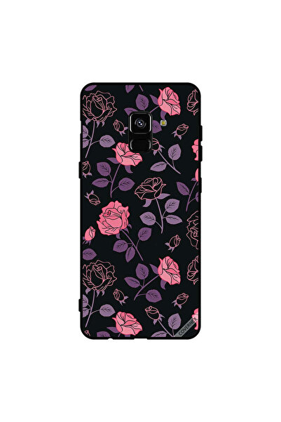 Covernex غطاء حماية لهاتف سامسونج جالاكسي A8+ (2018) - زهور وردية وأرجوانية