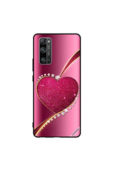 Covernex غطاء حماية لهاتف Honor 30 Pro+ بتصميم قلب وردي لامع من الألماس