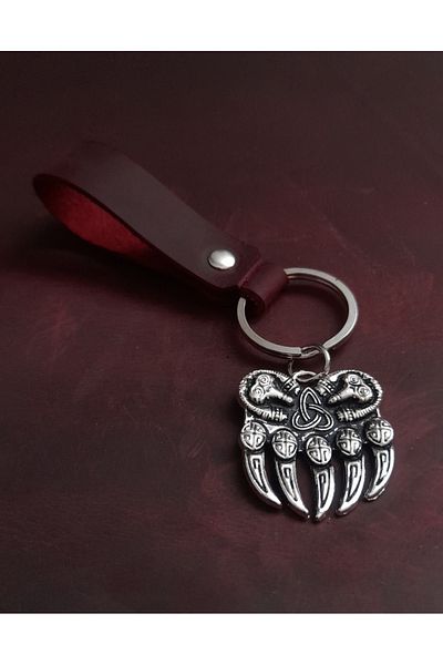 BSN Store Bear Claw Symbol Keychain Hand Made Real Leather Keychain