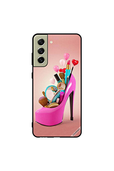 Covernex غطاء حماية لهاتف سامسونج S21 FE حذاء وردي مع أدوات مكياج