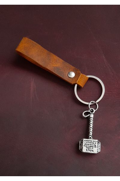 BSN Store Thor Hammer Symbol Keychain Hand Made Real Leather Keychain
