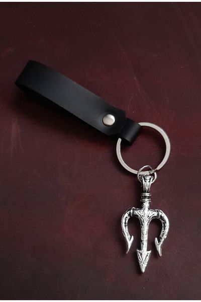 BSN Store Trident 3-Piece Spear Symbol Keychain Hand Made Real Leather Keychain