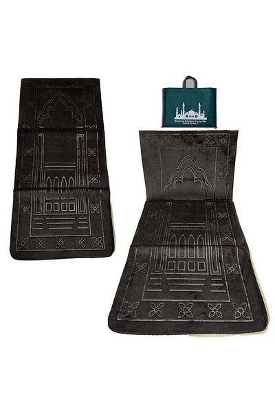 Yuwell 1 Piece Foldable Prayer Mat Back Support Carrying Bag Prayer Rug Anti-Slip 110X55CM Black
