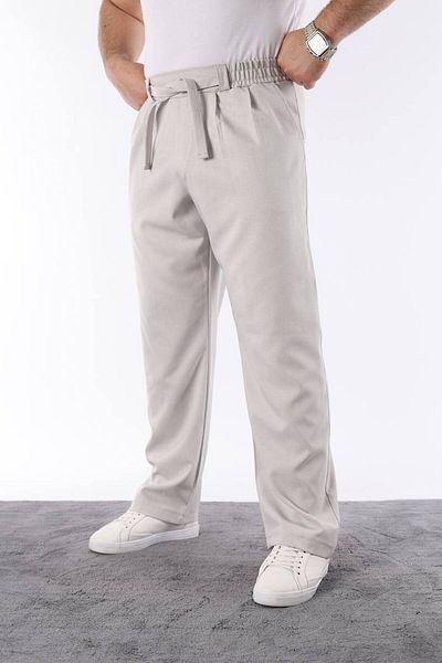 STOCX Men's Gray Color Stylish Tie-Up High Waist Loose Cut Trousers
