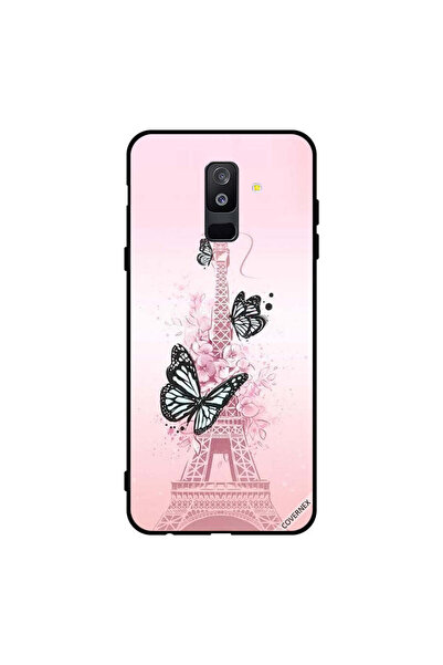 Covernex غطاء حماية لهاتف سامسونج جالاكسي A6+ (2018) - فراشات سوداء على برج إ...