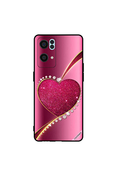 Covernex غطاء حماية لهاتف Oppo Reno7 Pro 5G - قلب وردي لامع من الألماس