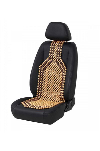 CED AUTO TRADE Individual car seat cover, for the front, wooden balls 128x40 cm, brown with cream