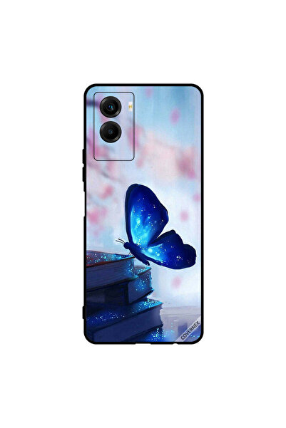 Covernex غطاء حماية لهاتف Vivo Y55s 5G بطبعة فراشة زرقاء داكنة على الكتب