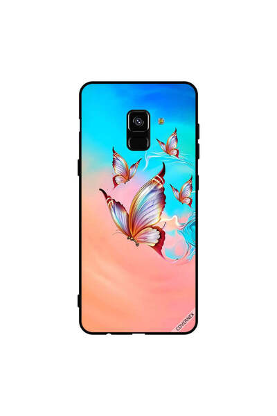 Covernex غطاء حماية لهاتف سامسونج جالاكسي A8+ (2018) بطبعة فراشات تحلق فوق لو...