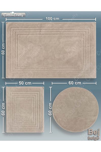 CottonCrafty Σετ πατάκι μπάνιου από βαμβακερό υφαντό απορροφητικό νερό, χαλί μπάνιου, VERA, Σετ τουαλέτας 3 τεμαχίων 60x100-60x50-60x60