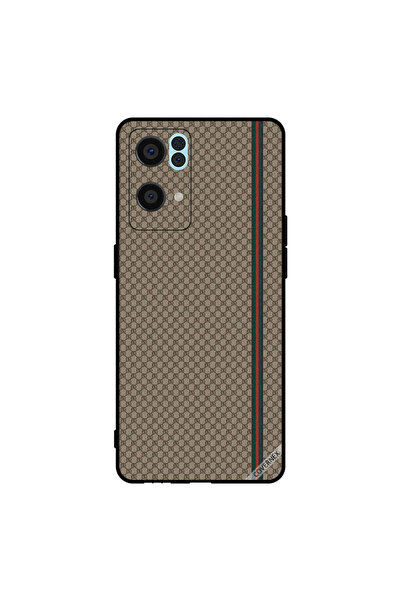 Covernex غطاء حماية لهاتف Oppo Reno7 Pro 5G بخطوط حمراء وخضراء على نمط بني