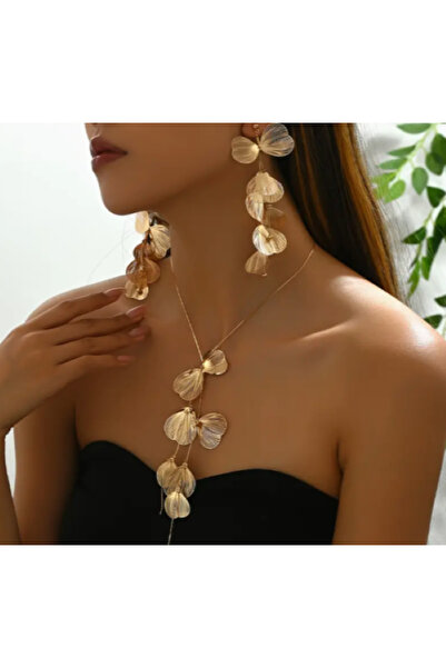 SE Jewellery Collection Selin Ersoy Doğal Yaprak Esintili Gold Takı Seti – Uz...