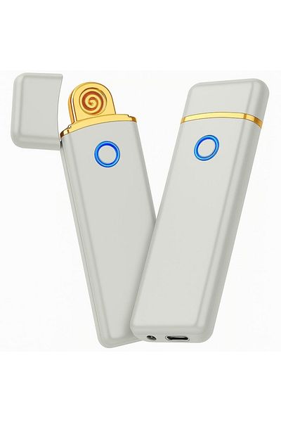 dalimag Brichetă electronică, reîncărcabilă, rezistentă la vânt, încărcare USB, senzor digital, buton iluminat, 8 cm,