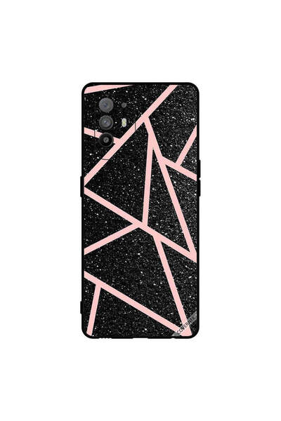 Covernex غطاء حماية لهاتف Oppo A95 - أسود لامع، بنقشة مسارات وردية فاتحة