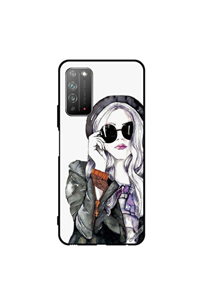 Covernex غطاء حماية لهاتف Honor X10 5G أسود زجاجي ستايلس لطيف للبنات