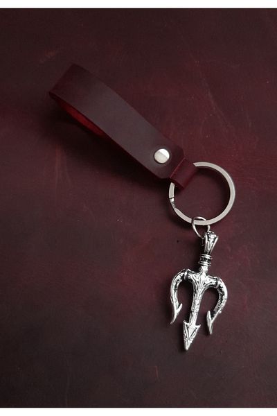 BSN Store Trident 3-Piece Spear Symbol Keychain Hand Made Real Leather Keychain