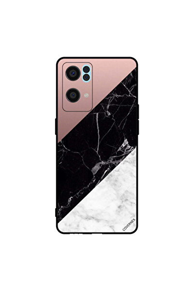 Covernex غطاء حماية لهاتف Oppo Reno7 Pro 5G أبيض أسود رخامي بنمط عادي