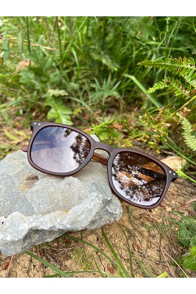 Ferrucci Brown Matte Square Framed Brown Glass Brand Model Unisex Sunglasses