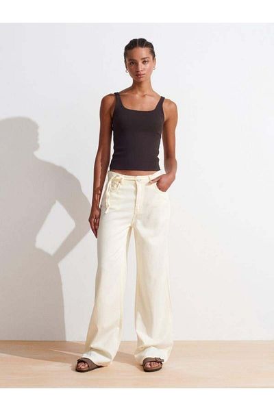 Dilvin 72002 Comfortable Pants with Back Elastic Yellow