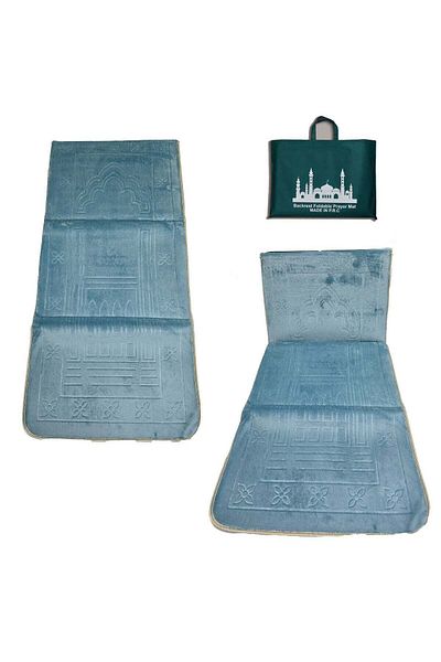 Yuwell 1 Piece Foldable Prayer Mat Back Support Carrying Bag Prayer Rug Anti-Slip 110X55CM Sky Blue