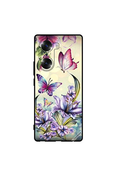 Covernex غطاء حماية لهاتف Honor 60 بنقشة زهور أرجوانية وفراشات