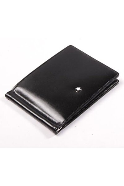 Mont Blanc Brand Men's Meisterstuck 6 Cc With Money Clip Leather Wallet Black...