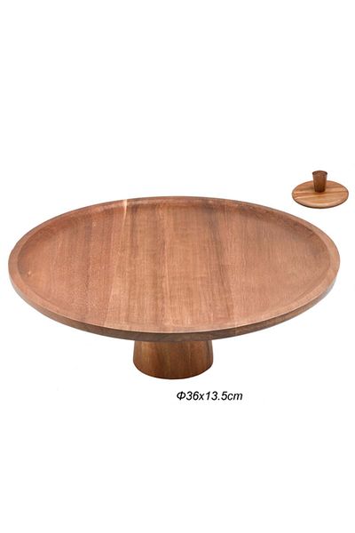 SepetçiBaba Acacia Decorative Footed Presentation Stand Large Size - X046-A
