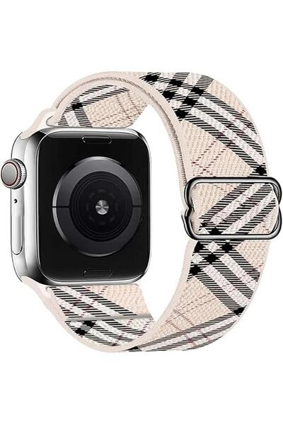 Alstrap Apple watch 11-10 42mm seri 4-5-6-7-8-9 Uyumlu 38-40-41mm Kumaş Elast...