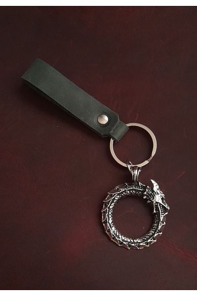 BSN Store Self-Eating Snake Figure Keychain Premium Handmade Real Leather Keychain