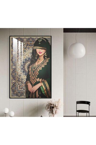 Marktna لوحة جدارية خشبية بتصميم فتاة مع برواز اسود و طبقة من الاكرليك الشفاف