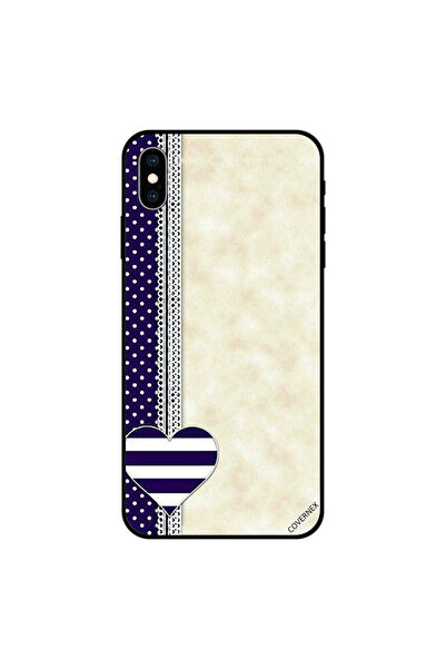 Covernex غطاء حماية لهاتف iPhone XS MAX بخطوط بيضاء وزرقاء على شكل قلب