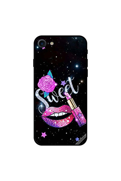 Covernex غطاء حماية لهاتف iPhone 7 بنقشة زهور وشفتين حلوة وأحمر شفاه