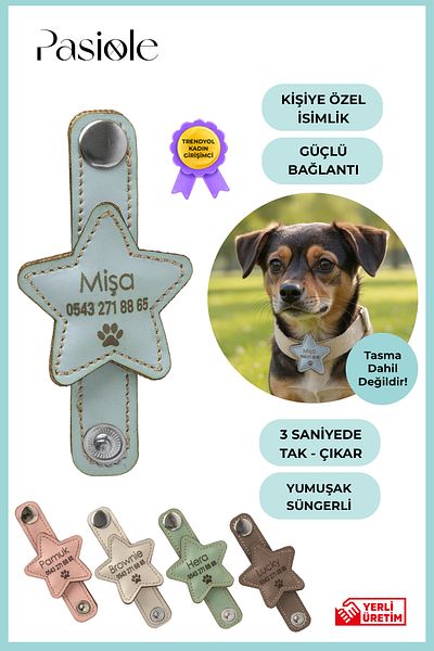 pasiole Leather Dog Tag, Leather Dog Name Tag, Dog Cat Collar, Dog Locket