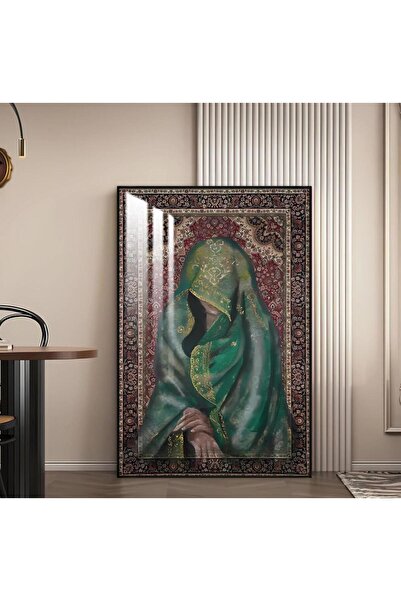 4gdran لوحة جدارية خشبية بتصميم فتاة عربية مع برواز اسود و طبقة من الاكرليك ا...