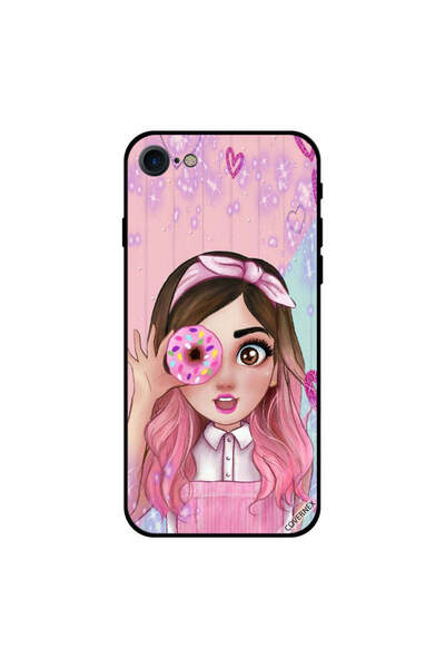 Covernex غطاء حماية لجهاز iPhone 8 برسومات فتاة صغيرة لطيفة تحمل دونات