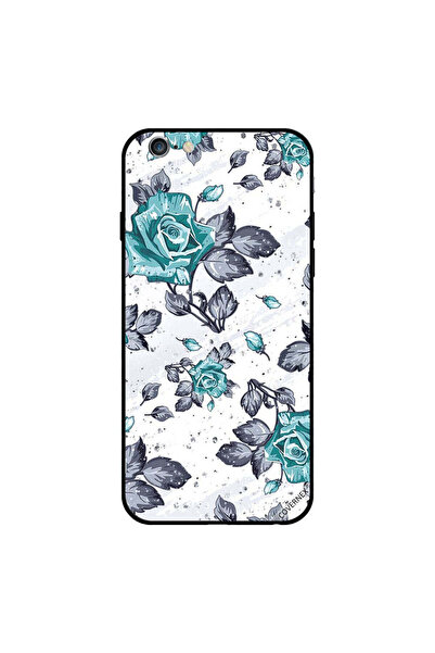 Covernex غطاء حماية لجهاز iPhone 6s بتصميم زهور خضراء وأوراق سوداء ورسمة فنية