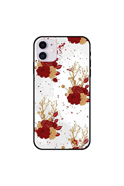 Covernex iPhone 11 Case Cover Red & Golden Flowers