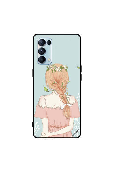 Covernex غطاء حماية لهاتف Oppo Reno5 Pro 5G بفتاة واقفة لطيفة المظهر