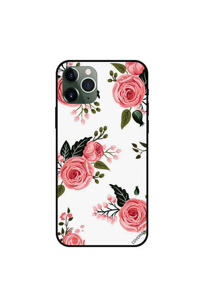 Covernex غطاء حماية لجهاز iPhone 11 Pro بنقشة ورود وردية مع أوراق خضراء داكنة