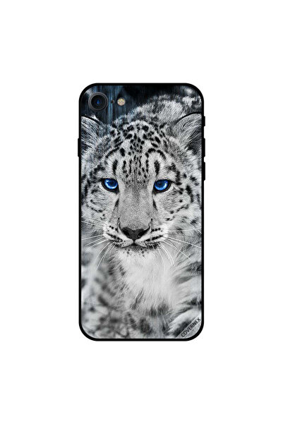 Covernex غطاء حماية لجهاز iPhone 8 بعيون زرقاء وأبيض ونقشة فهد